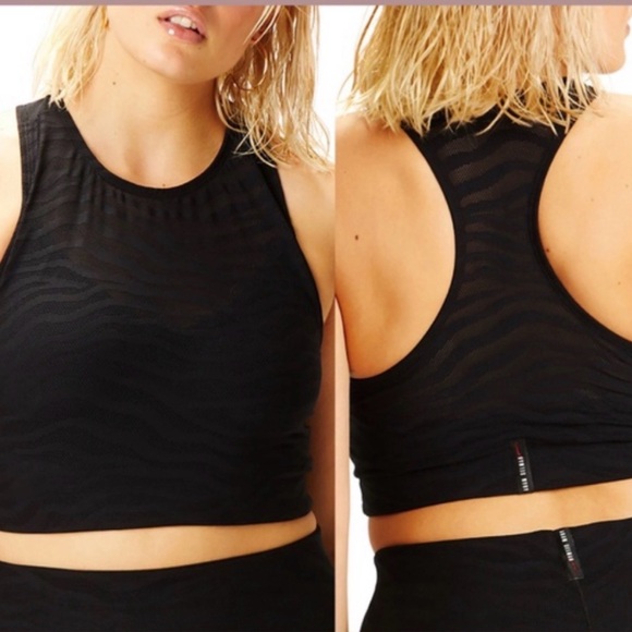 Adam Selman Sport Tops - Adam Selman Black Sports Bra Crop Top Mesh Zebra Print - Size XS EUC!